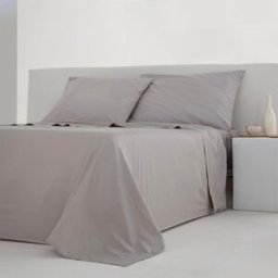 Cotton Artean Juego de sábanas percal algodón 200 hilos gris 280x270 Cama 200