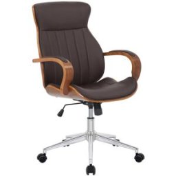 CLP Silla de oficina giratoria regulable en simil cuero nogal/marrón