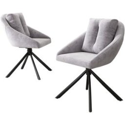 Urban Meuble Juego de 2 sillas de comedor giratorias de terciopelo gris