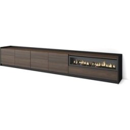 Skraut home Mueble tv efecto madera roble oscuro y negro 310 chimenea efecto fuego
