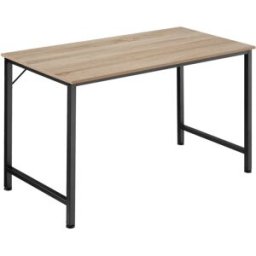 Tectake Escritorio estilo industrial estructura de acero 140 cm madera clara