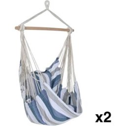 NIYLO Conjunto de 2 sillones colgantes de algodón azul 100x60x135 cm