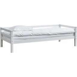 Furnlux Cama individual infantil de madera maciza de pino color blanco 90x200