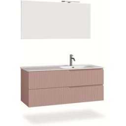 AQA DESIGN Mueble de baño bañera derecha 4 piezas en mdf rosa polvo