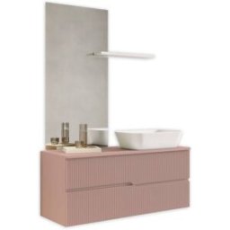 AQA DESIGN Mueble de baño 4 piezas en mdf rosa polvo