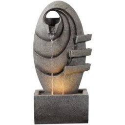 Teamson Fuente ovalada moderna led para jardín, gris, 80cm