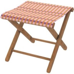 Vent de Bohème Taburete plegable de eucalipto y tela outdoor diseño de rayas rosa