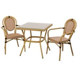 Fijalo Conjunto mesa y 2 sillas marrón