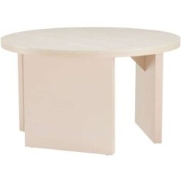 Oviala Mesa de centro redonda con acabado efecto madera diám 80 cm crema