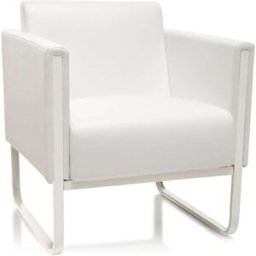hjh OFFICE Sillón tapizada piel sintética blanco