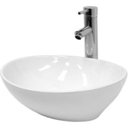ECD Germany Lavabo blanco de cerámica con juego de drenaje sin reborsadero
