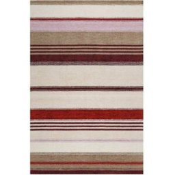 Wecon Home Alfombra rayada estilo vintage beige, rojo y marrón 110x170