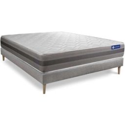 Actisom Somier gris + colchón con espuma viscoelástica 120 x 190