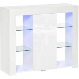 Homcom Aparador moderno 97x35x83 cm blanco brillante