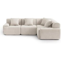 MILYsofa Sofá esquinero modular de 4 plazas tejido chenilla blanco marfil