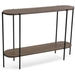 Versa Home Consola de entrada en aglomerado efecto madera y metal marrón y negro