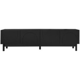 MODFU Mueble tv bajo con 4 puertas y estantes 169 cm, negro