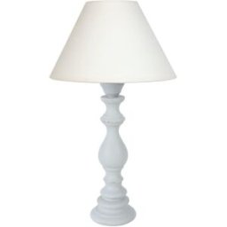 Tosel Lámpara de mesa columna madera blanco pantalla crudo