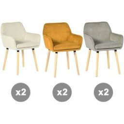 Meubles Cosy Conjunto de 6 sillas tela a rallos estilo escandinavo multicolor