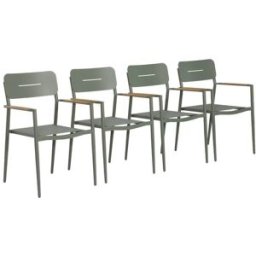 sweeek Sillón de jardín de aluminio y textileno, set de 4, verde kaki