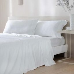 Cotton Artean Juego de sábanas de bambú orgánico blanco de 180x260 para cama de 105