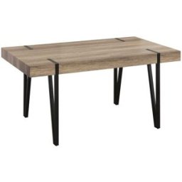 Home Heavenly Mesa de comedor moderno con tapa de mdf canyon y patas negras