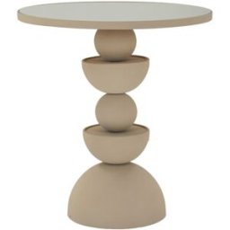 Mauro Ferretti Mesa de centro de metal y espejo color crema cm ø 45x49,5