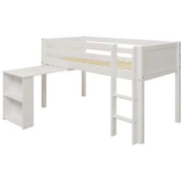 Furnlux Cama loft de madera maciza de pino color blanco 90x200