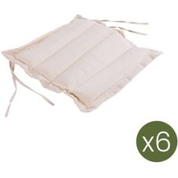 Edenjardin Pack 6 cojines para sillas de jardín beige 37x37x5 cm
