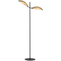 Wonderlamp Lámpara de pie estilo natural con 2 pantallas de ratán