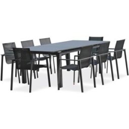 dcb garden Conjunto de comedor de jardín 8 plazas de aluminio