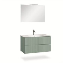 AQA DESIGN Mueble de baño de 4 piezas en mdf verde salvia
