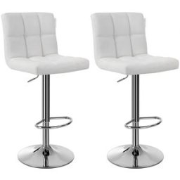SONGMICS 2 taburetes de bar con respaldo de color blanco