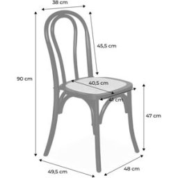 sweeek Silla vintage de madera y ratán, set de 2, blanco