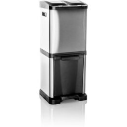 hjh OFFICE Cubo de basura de acero inoxidable de 32 litros plateado