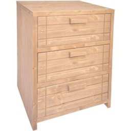 NATYAL Mesita de noche de madera maciza con 3 cajones en tonos claros 40cm