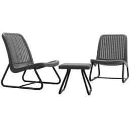 Tectake Conjunto de muebles jardín para 2 personas y diseño ergonómico, gris