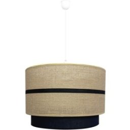 Wonderlamp Lámpara de techo estilo natural con 2 pantallas de lino y saco rústico