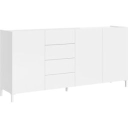 Itamoby Aparador bajo 3 puertas y 4 cajones 174x40x84 cm, blanco brillante