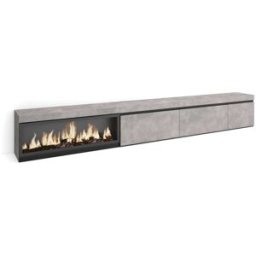 Skraut home Mueble tv efecto madera cemento 317x35x45cm chimenea efecto fuego