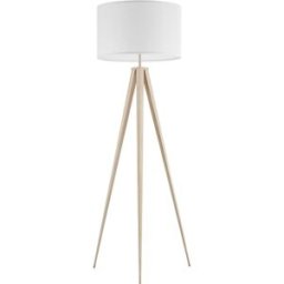 Tectake Lámpara de pie con pantalla de tela y base de trípode, roble