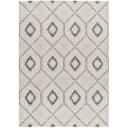 Atticgo Alfombra geométrica azul / crema 160x230 cm