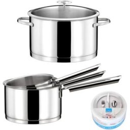Cuisinox Lote de 6 piezas - 3 cacerolas de 16/18/20 cm, 1 cazuela de 24 cm con