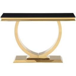 Unique Mesa consola cristal negro, dorado