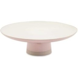 Jamie Oliver Soporte para tartas Showstopper cerámica de gres redonda blanca y rosa
