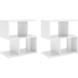 Maison Chic Juego de 2 mesitas de noche madera blanco brillo 50x30x51,5cm