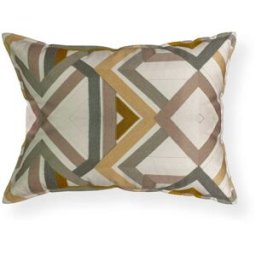 TAPIDECOR Cojín bordado aristas beige pestaña minima relleno premium 70x50