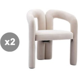 Meubles Cosy Juego de 2 sillas diseño único con reposabrazos, terciopelo, beige