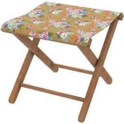 Vent de Bohème Taburete plegable de eucalipto con tela outdoor diseño floral tabaco