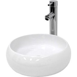 ECD Germany Lavabo blanco redondo cerámica con juego de drenaje